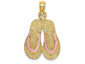 FJC Finejewelers 14k Yellow Gold Pink Enamel Double Flip-flop Charm