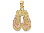 FJC Finejewelers 14k Yellow Gold Pink Enamel Double Flip-flop Charm