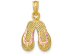 FJC Finejewelers 14k Yellow Gold Pink Dotted Enamel Double Flip-flop Charm