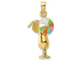 FJC Finejewelers 14k Yellow Gold Tropical Drink with Multi-color Enamel Umbrella Charm