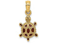 FJC Finejewelers 14k Yellow Gold 3d Land Turtle with Spiny Brown Enamel Shell Charm
