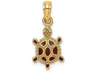 FJC Finejewelers 14k Yellow Gold 3d Land Turtle with Spiny Brown Enamel Shell Charm