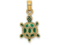 FJC Finejewelers 14k Yellow Gold 3d Land Turtle with Spiny Green Enamel Shell Charm