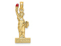 FJC Finejewelers 14k Yellow Gold Statue Of Liberty On New York Block with Red Enamel Flame Charm