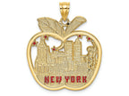 FJC Finejewelers 14k Yellow Gold Apple with New York Skyline Stars with Red Enamel Charm