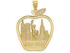FJC Finejewelers 14k Yellow Gold Apple with New York Skyline Red Flame On Statue Of Liberty Charm