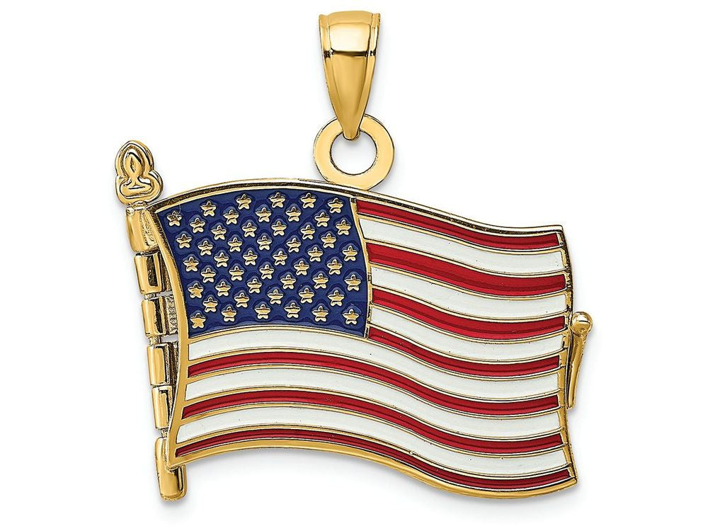 FJC Finejewelers 14k Yellow Gold 3d Pledge Of Allegiance Flag Book with Enamel - Moveable Pages Charm