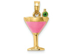 FJC Finejewelers 14k Yellow Gold Pink Cosmo Martini with Olive Charm