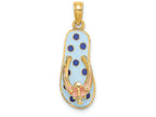 FJC Finejewelers 14k Yellow Gold Anchor On Blue Polka-dot Flip-flop Charm