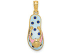 FJC Finejewelers 14k Yellow Gold Shell On Blue Polka-dot Flip-flop Charm