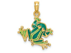 FJC Finejewelers 14k Yellow Gold Small "bug Eyed" Frog with Light Dark Green Charm