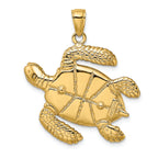 FJC Finejewelers 14k Yellow Gold 3d Large Sea Turtle with Brown Enamel Shell Charm