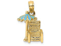 FJC Finejewelers 14k Yellow Gold 3d Beach Chair with Aqua Umbrella Charm