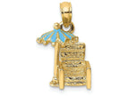 FJC Finejewelers 14k Yellow Gold 3d Beach Chair with Aqua Umbrella Charm