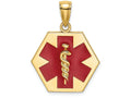 FJC Finejewelers 14k Yellow Gold Enameled Caduceus Medical Disc Engraveable Charm