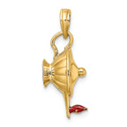 FJC Finejewelers 14k Yellow Gold 3d Genie Lamp with Red Enamel Flame Charm