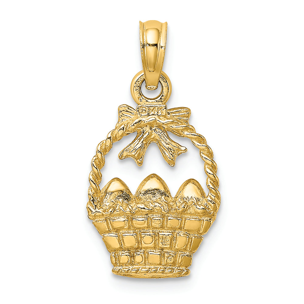 FJC Finejewelers 14k Yellow Gold Easter Basket with Lavender Bow 3 Eggs Charm
