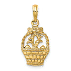 FJC Finejewelers 14k Yellow Gold Easter Basket with Bunny Lavender Bow 3 Eggs Charm