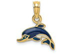 FJC Finejewelers 14k Yellow Gold Blue Enamel Dolphin Charm