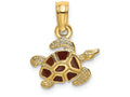 FJC Finejewelers 14k Yellow Gold Sea Turtle Charm with Brown Enamel Shelltextured