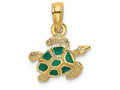 FJC Finejewelers 14k Yellow Gold Sea Turtle Charm with Green Enamel Shelltextured