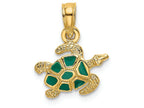 FJC Finejewelers 14k Yellow Gold Sea Turtle Charm with Green Enamel Shelltextured