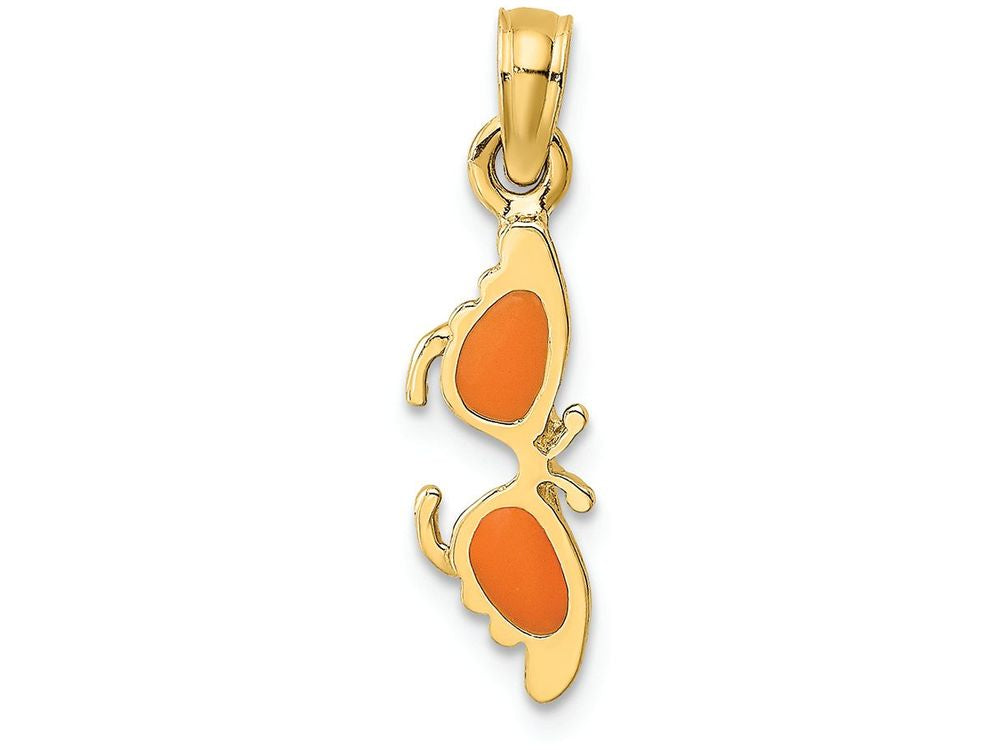 FJC Finejewelers 14k Yellow Gold Orange Butterfly Sunglasses Charm