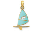 FJC Finejewelers 14k Yellow Gold Aqua Windsail Surfing Board Charm