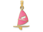 FJC Finejewelers 14k Yellow Gold Pink Windsail Surfing Board Charm