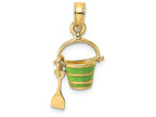 FJC Finejewelers 14k Yellow Gold Green Beach Bucket with Shovel Moveable Charm
