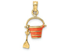 FJC Finejewelers 14k Yellow Gold Orange Beach Bucket with Shovel Moveable Charm