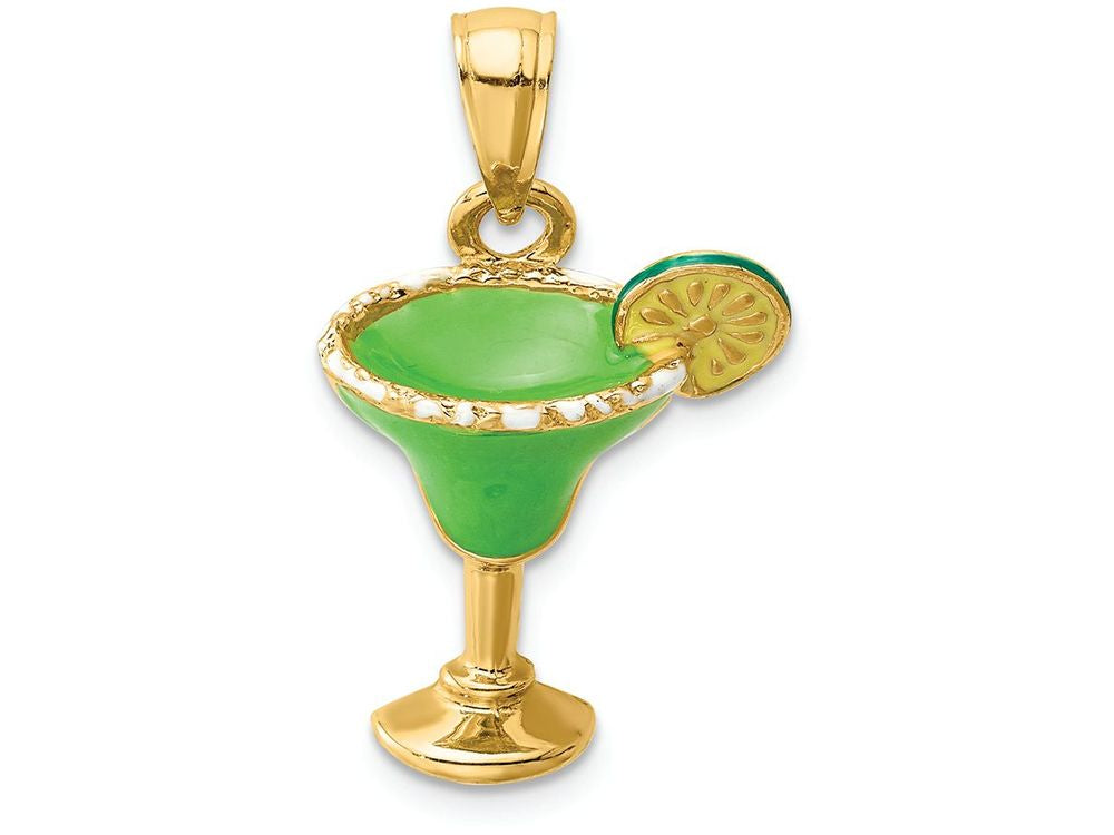 FJC Finejewelers 14k Yellow Gold Green Salted Margarita Drink with Lime Charm