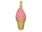 FJC Finejewelers 14k Yellow Gold Strawberry Ice Cream Cone (pink Enamel) Charm