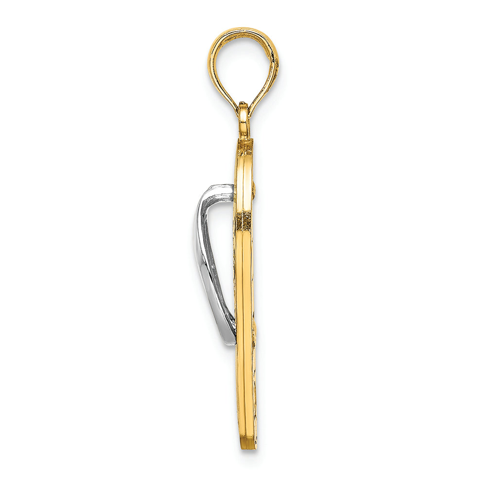 FJC Finejewelers 14k Yellow Gold Yellow Pink Fuschia Flowers On Aqua Flip-flopwithhite Straps Charm