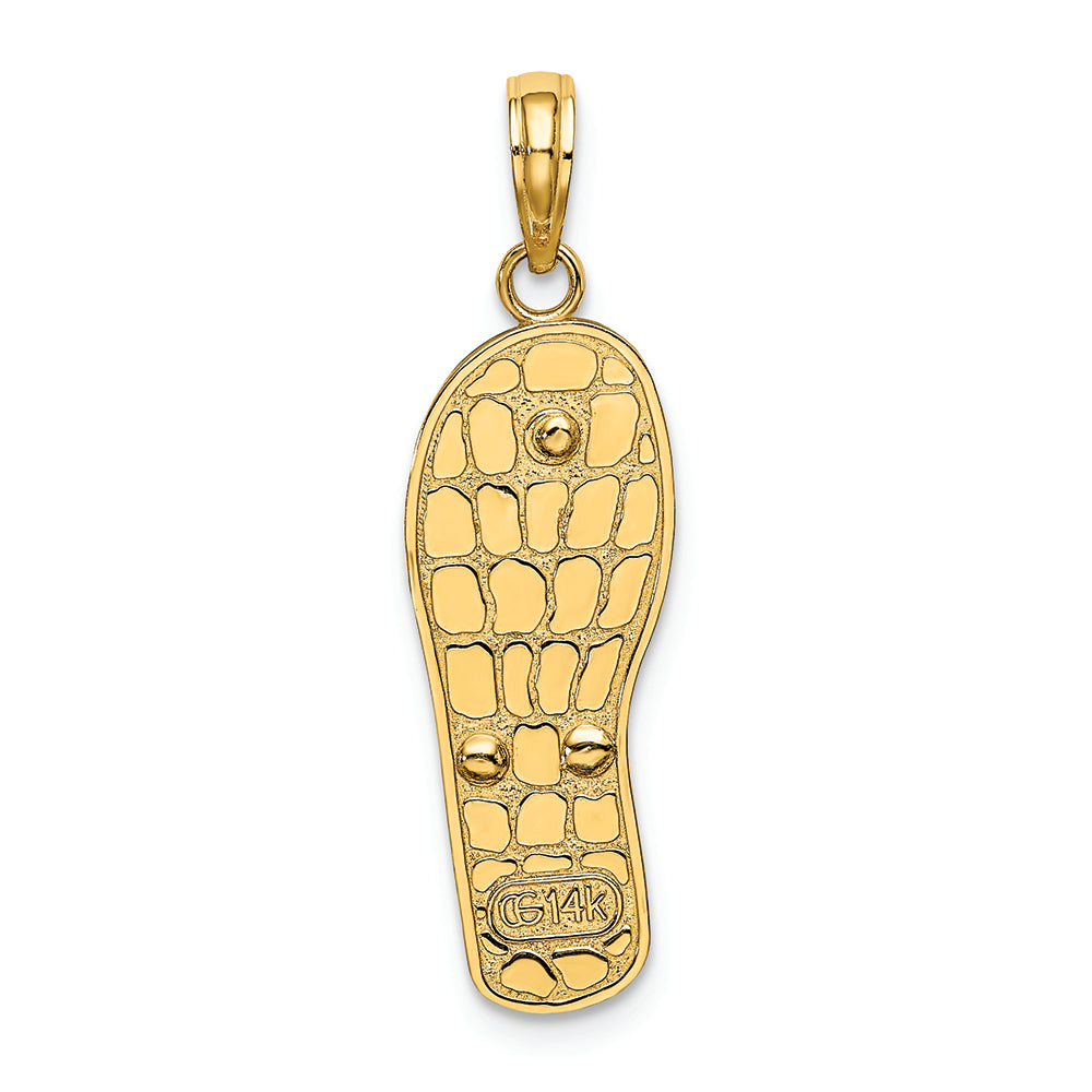 FJC Finejewelers 14k Yellow Gold Yellow Pink Fuschia Flowers On Aqua Flip-flopwithhite Straps Charm