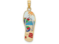 FJC Finejewelers 14k Yellow Gold Beach Scene On Flip-flopwhite Straps Charm