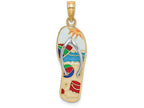 FJC Finejewelers 14k Yellow Gold Beach Scene On Flip-flopwhite Straps Charm