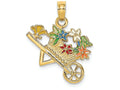 FJC Finejewelers 14k Yellow Gold 3d Flower Cart with Multi-color Flowers Charm