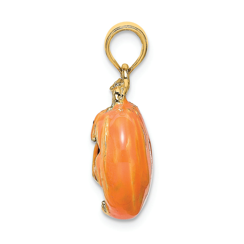 FJC Finejewelers 14k Yellow Gold 3d Orange Pumpkin with Black Cat White Moon - Halloween Charm