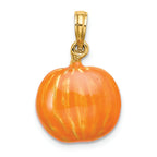 FJC Finejewelers 14k Yellow Gold 3d Orange Pumpkin with Black Cat White Moon - Halloween Charm