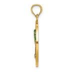 FJC Finejewelers 14k Yellow Gold Bluffton Sc On Round Frame with Green Palm Tree Center Charm