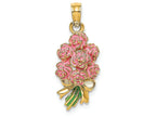 FJC Finejewelers 14k Yellow Gold Bouquet Of Pink Roses Charm