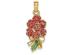 FJC Finejewelers 14k Yellow Gold Bouquet Of Red Roses Charm