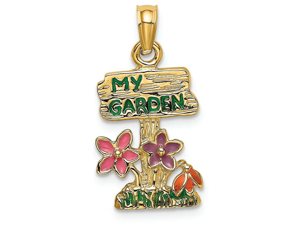 FJC Finejewelers 14k Yellow Gold My Garden Post with Multi-color Flowers Charm