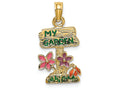 FJC Finejewelers 14k Yellow Gold My Garden Post with Multi-color Flowers Charm