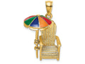 FJC Finejewelers 14k Yellow Gold 3d Beach Chair with Enamel Umbrella (adirondack Style) Charm