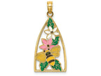 FJC Finejewelers 14k Yellow Gold Bumble Bee Flowers In Triangle with Enamel Charm