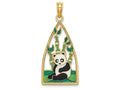 FJC Finejewelers 14k Yellow Gold Panda Bear Bamboo In Triangle with Enamel Charm