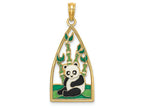 FJC Finejewelers 14k Yellow Gold Panda Bear Bamboo In Triangle with Enamel Charm