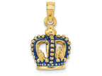 FJC Finejewelers 14k Yellow Gold 3d Blue Enamel Crown Charm